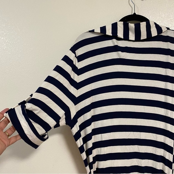 Soft Surroundings Dress Women’s Size XL Navy White Stripes Jersey Wrap Dress - Picture 9 of 12
